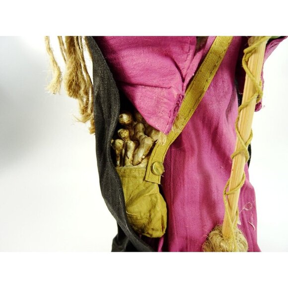 Halloween Vintage Witch Paper Mache Green Skin Tabletop Statue Figurine Big V - Picture 7 of 12